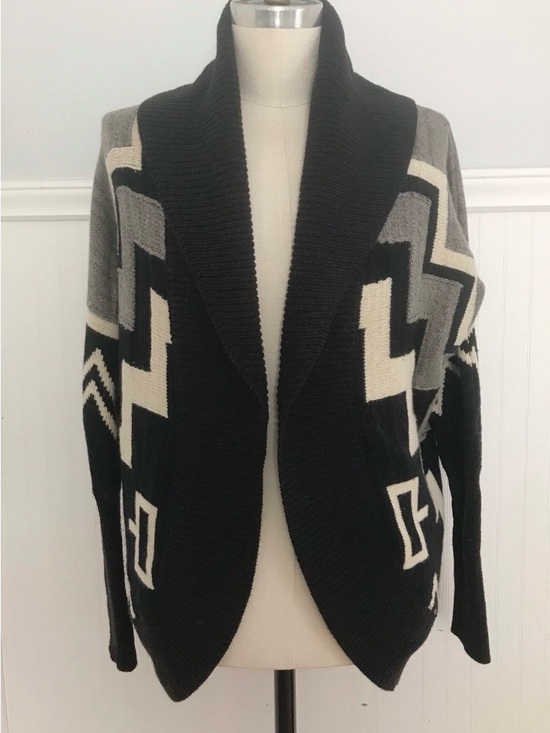 Ralph Lauren Sweaters - ❤️Ralph Lauren Blue Label,  Black Gray and Cream Beacon Open-Front Cardigan RARE